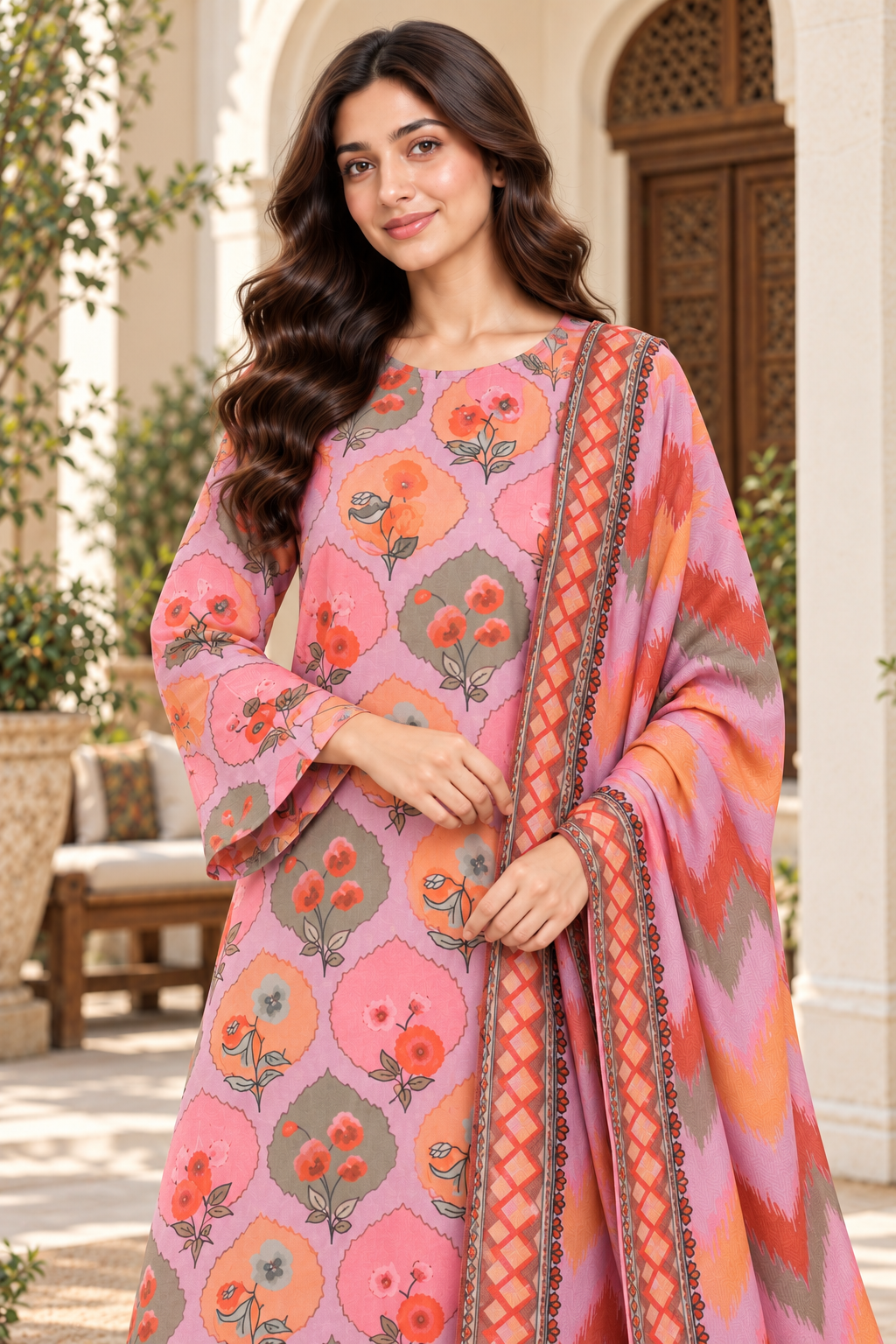 Karandi — lilac medallion front detail