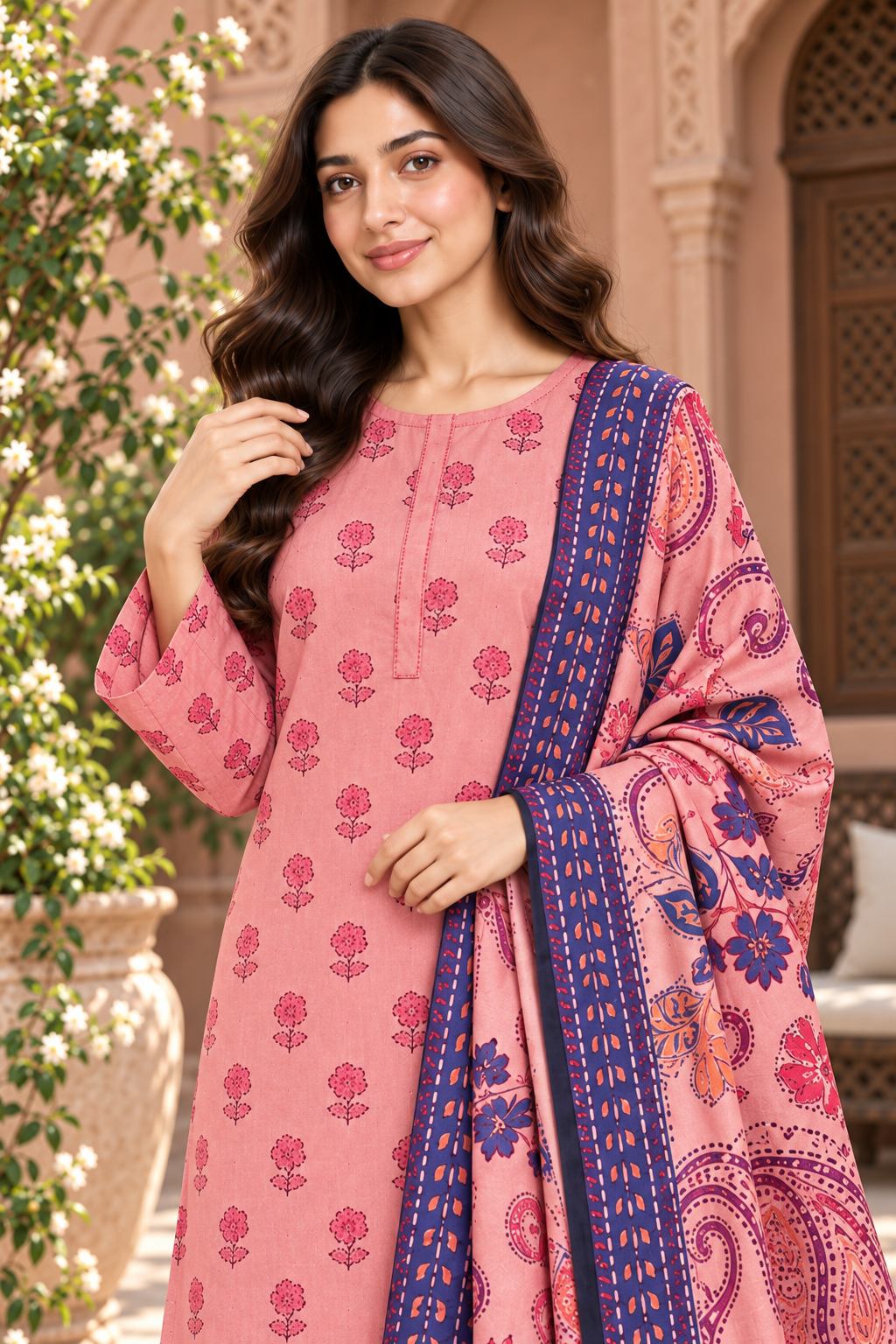 Karandi — rose pink front detail
