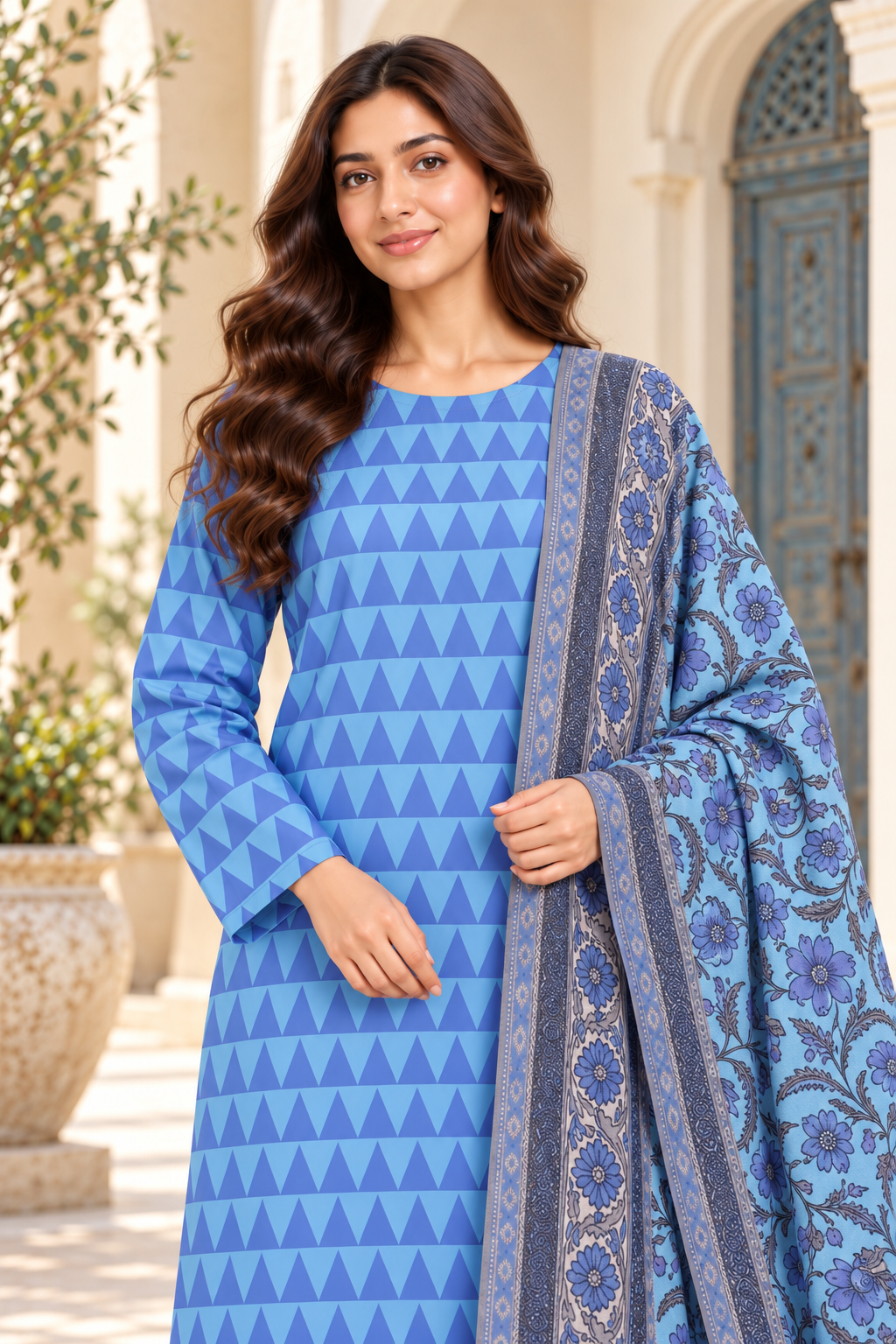 Karandi — sky blue styling front