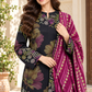 Cambric cotton — black magenta floral verandah