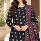 Cambric cotton — black pink grid verandah
