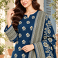Cambric cotton — blue ivory sprig verandah detail