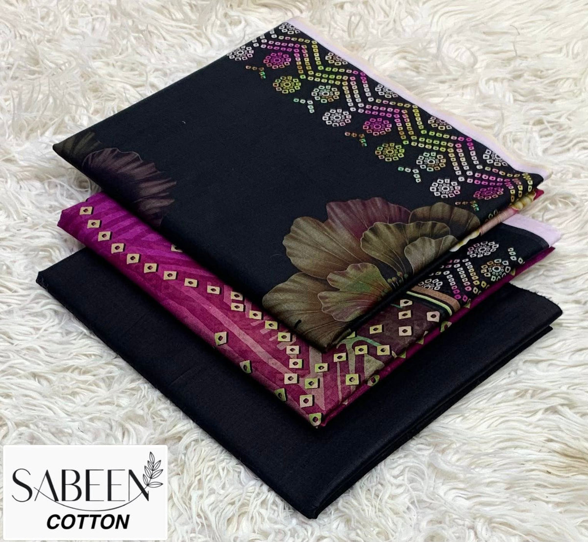 Sabeen cotton design 10 — actual supplied unstitched fabric
