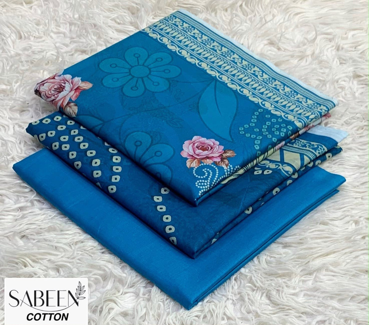 Sabeen cotton design 8 — actual supplied unstitched fabric