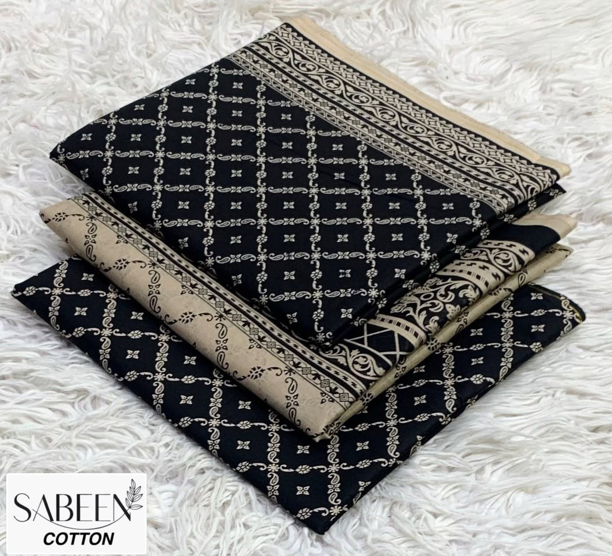 Sabeen cotton design 9 — actual supplied unstitched fabric