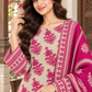 Cambric cotton — ivory magenta botanical verandah detail