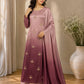 Shamoze silk in dusty rose & burgundy: original front model photograph