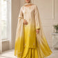 Shamoze silk in ivory & mustard: original front model photograph