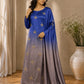 Shamoze silk in royal blue & stone: original front model photograph