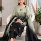 Shamoze silk in sage & black: original front model photograph