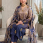 Shamoze silk in stone & navy floral: original front model photograph