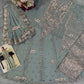 Actual chiffon wedding suit fabric showing front, back, sleeves and embroidery pieces