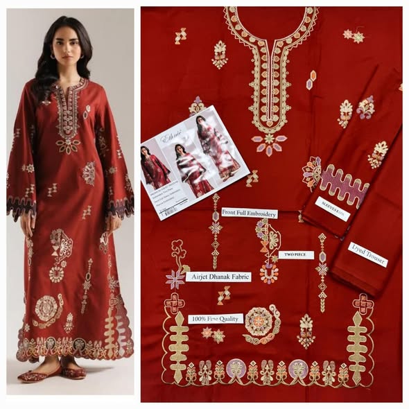 Rust Zoha Airjet Dhanak: original model and actual fabric photograph